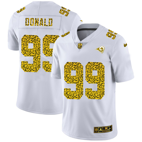 Men's Los Angeles Rams #99 Aaron Donald 2020 White NFL Leopard Print Fashion Limited Stitched Jersey Men's Los Angeles Rams #99 Aaron Donald 2020 White NFL Leopard Print Fashion Limited Stitched Jersey